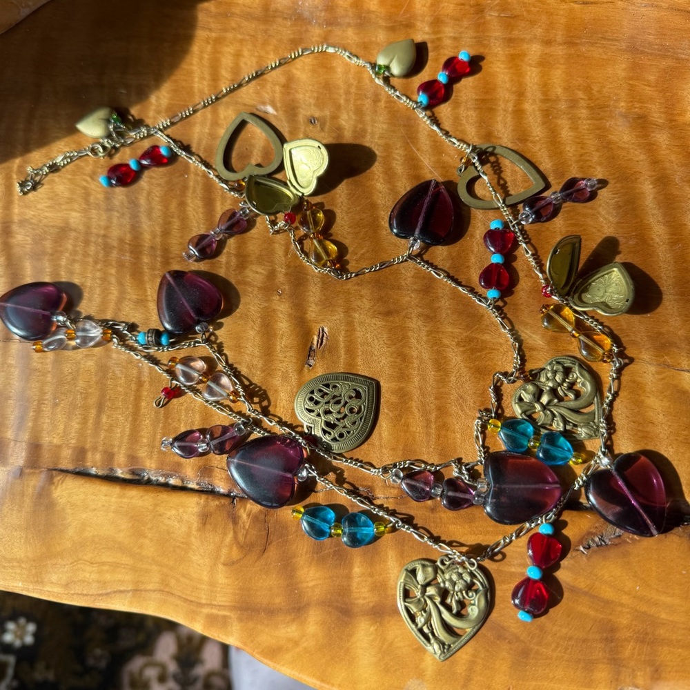 Glass works studio style charm vintage heart locket necklace